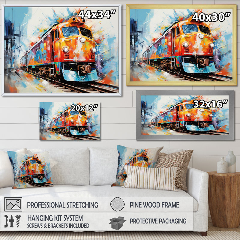 «Abstract Train Vibrant Rails», reproduction sur toile, H 24 po x l 32 po x P 1 po, Cadre photo noir