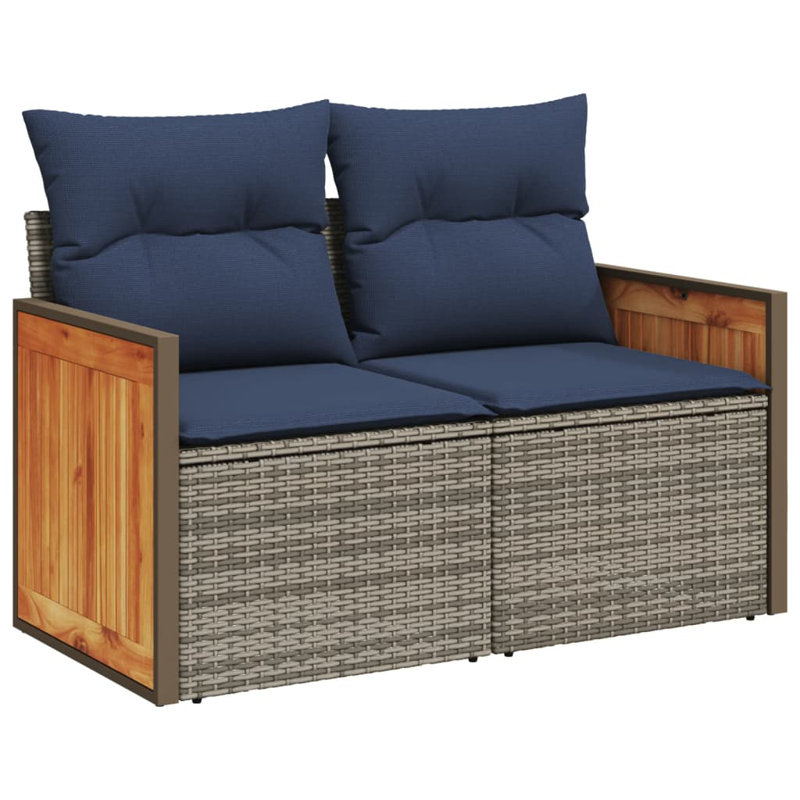 Ensemble de canapé de patio 5 pièces avec coussins en rotin de polyester noir