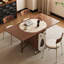 Beige + brun noisette + pierre frittée ronde argentée + bois massif + table de salle à manger en acier inoxydable