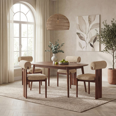48cm H Fabric Upholstered Dining Chair in Camel