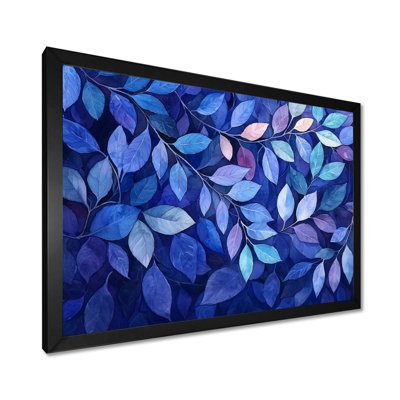 Indigo feuilles feuillage collage III - feuilles, art mural sur toile