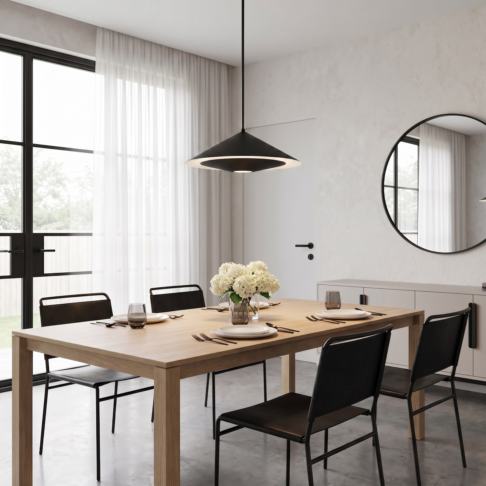 Dimmable Single Light Pendant, 63.25" H x 24" W x 24" D, Midnight Black