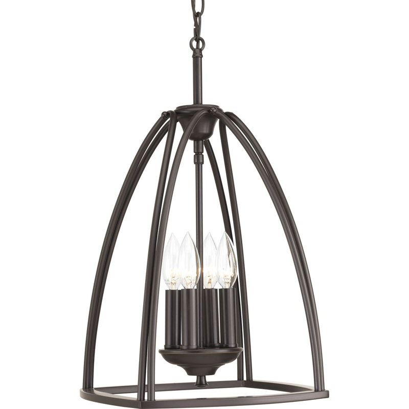 Lustre en forme de lanterne à 4 lumières Adama, H 19,25 po x l 11,88 po, Bronze antique