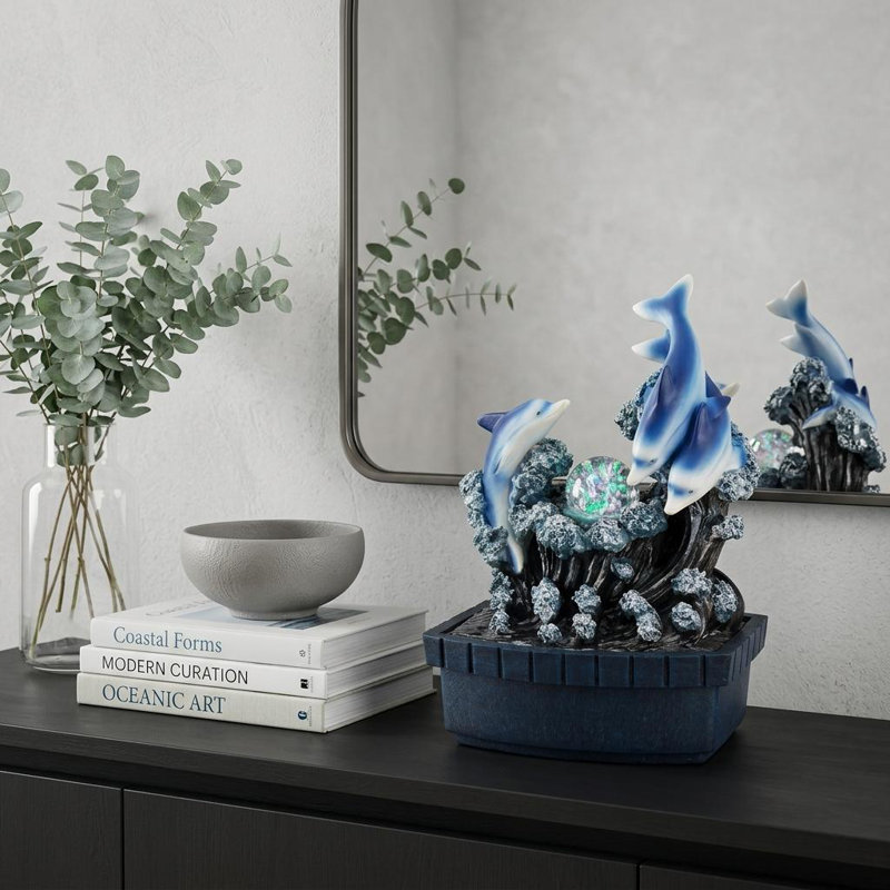 Fontaine de table 11 "Blue Polyresin Dolphins
