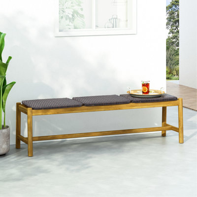 3 Seater Bench - Wood Outdoor Bench With Rustic Flair, 61.5 In. Length X 15.98 Width 17.47 Height, 24.07 Lb Made Of Wood,