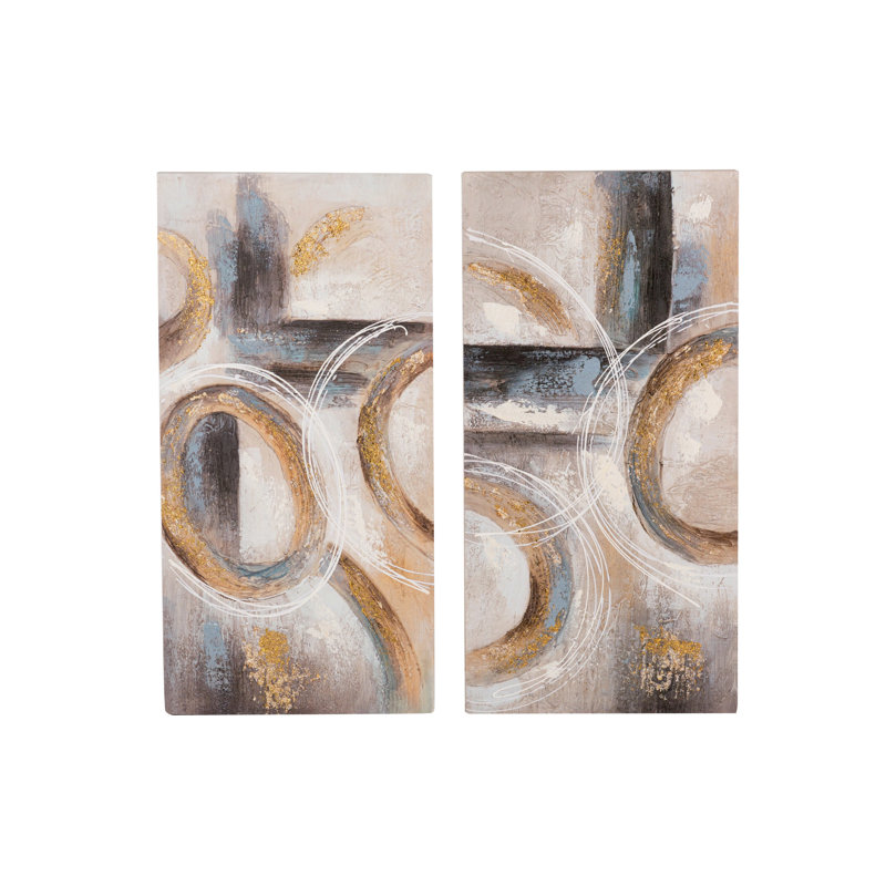 Abstract Set 2 Canvas 40% Hand Painted 40X3X80 Cm - 2 Piece Wrapped Canvas Print Set