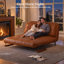 Canapé-lit convertible 44,5 po 3-en-1 avec dossier réglable à 5 positions, chaise longue compacte moderne et rangement intégré pour un confort polyvalent.