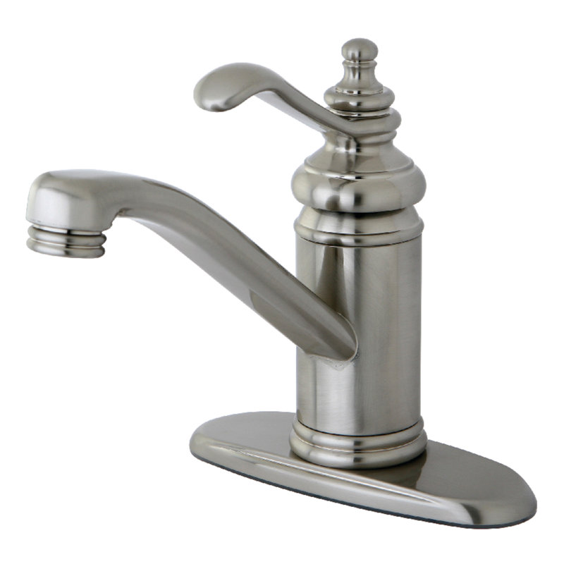 Boston Single Hole Bathroom Faucet with Drain Assembly, Satin Nickel