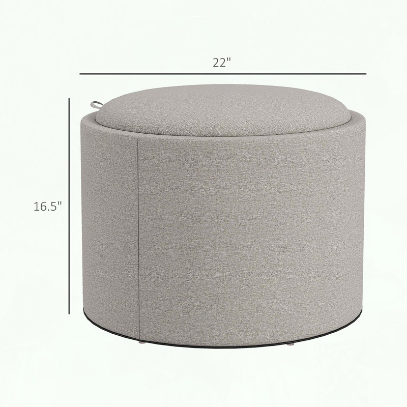 Repose-pieds rond avec rangement et plateau rabattable, Gris clair