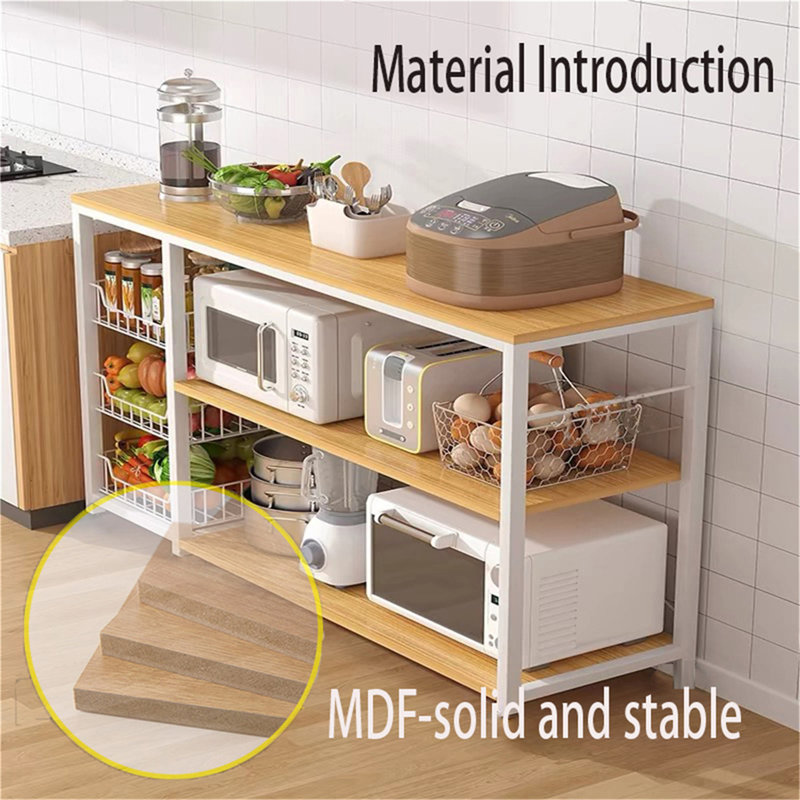 Îlot de cuisine avec plateau en bois manufacturé Selda