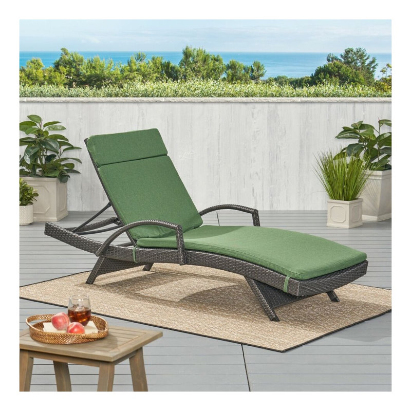 Ensemble de coussins de chaise longue d'extérieur Salem (paquet de 2) - Tissu vert armée avec rembourrage en mousse