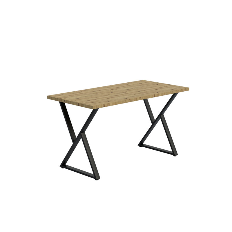 Metal Base Dining Table, 72cm H x 140cm W x 70cm D, Artisan Oak