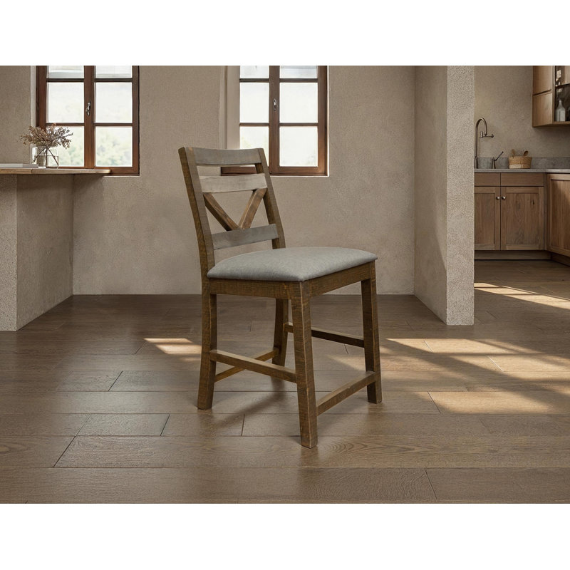 Tabouret de bar rembourré, Blanc, Tabouret de comptoir (siège d'une hauteur de 24 p