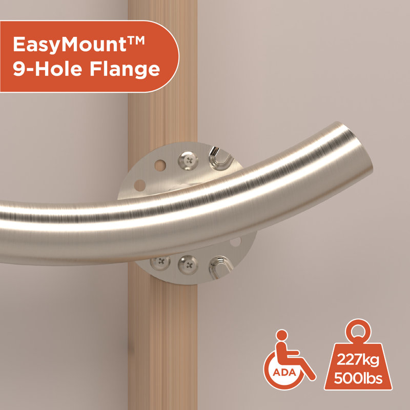 (2x Pack) Wave Grab Bar (18in), Left and Right Orientation, Brushed Nickel