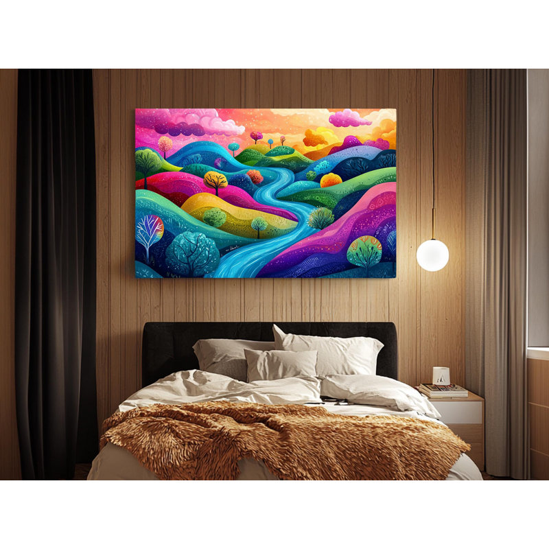 Reproduction d'art sur toile de haute qualité, composition colorée d'un paysage onirique sur toile de haute qualité - Art - cadeau - décoration murale