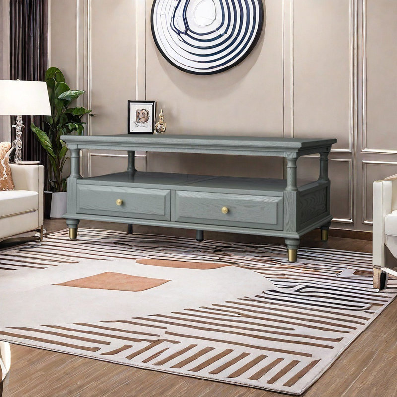 Secure rounded corner coffee table, 19.69" H x 47.24" L x 25.59" W