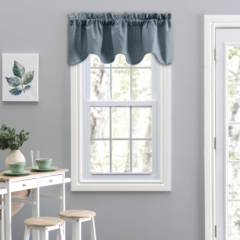 Cantonnière uni festonnée 58 "X 15", Bleu cendré