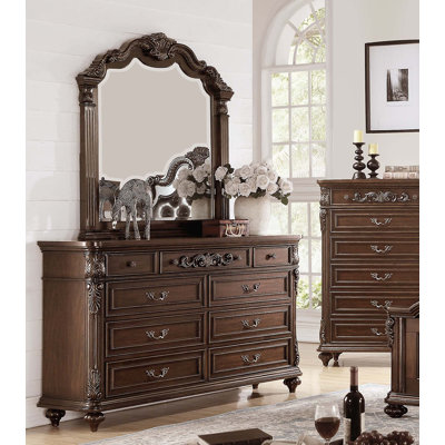 Commode en cerisier traditionnel traditionnel avec miroir