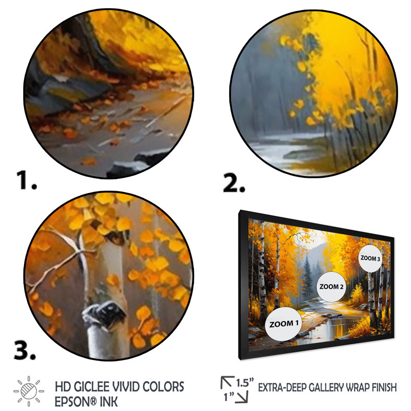 «Path Into the Yellow Forest II», reproduction sur toile, Cadre photo noir, L 20 po x H 12 po