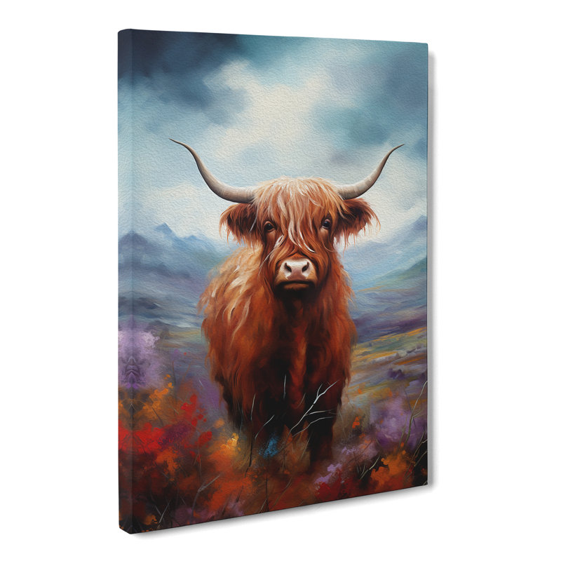 Highland Cow Modern - Wrapped Canvas, 76cm H x 50cm W x 3cm D