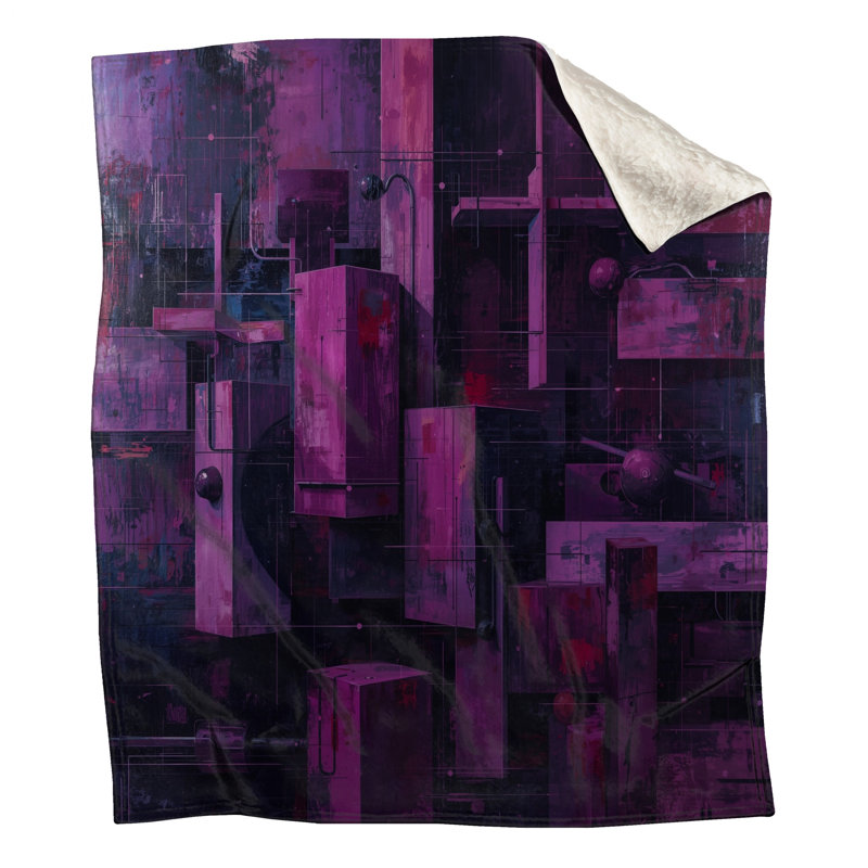 Couvertures mauves à motif géométrique abstrait, L 60 po x H 80 po