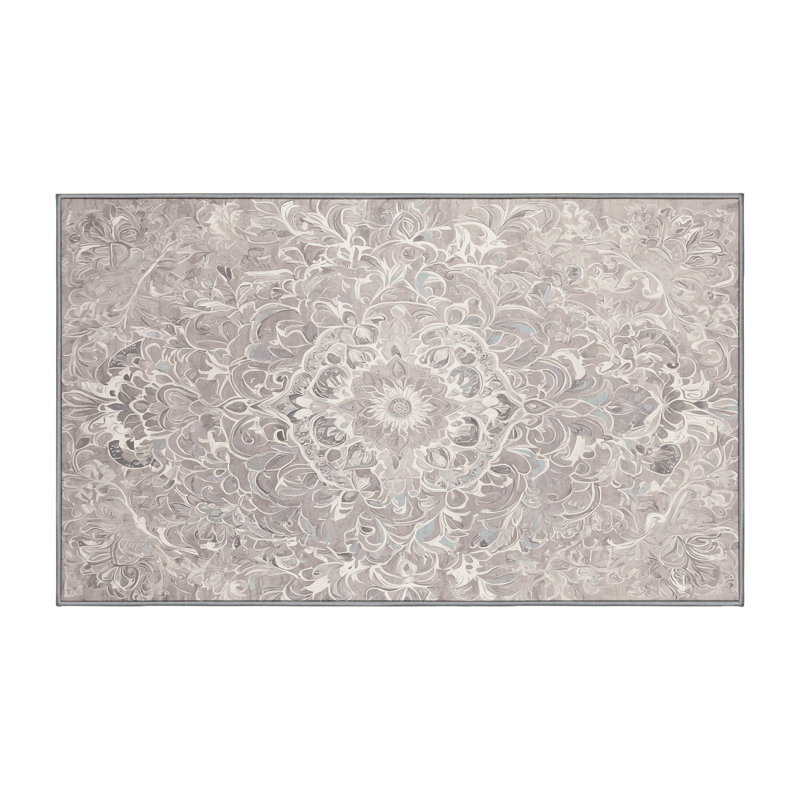 Machine Washable Gray Area Rug, Rectangle 8' x 10'