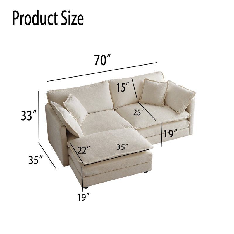 Hayk Upholstered 70'' Sofa, Beige Chenille