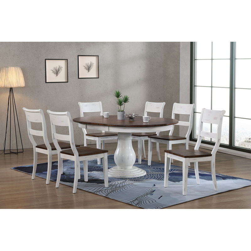 7-Piece Round Extendable Wood Dining Set | Wayfair