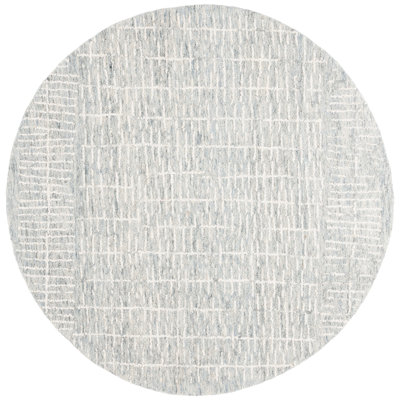 Victoriarose Hand Tufted Wool/Cotton Abstract Rug in Light Blue/Ivory/Blue