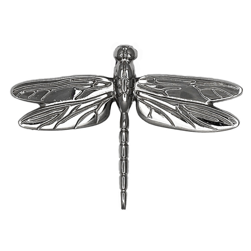 Dragonfly in Flight Door Knocker, Nickel Silver, 4.5" H x 6.25" W x 1.25" D