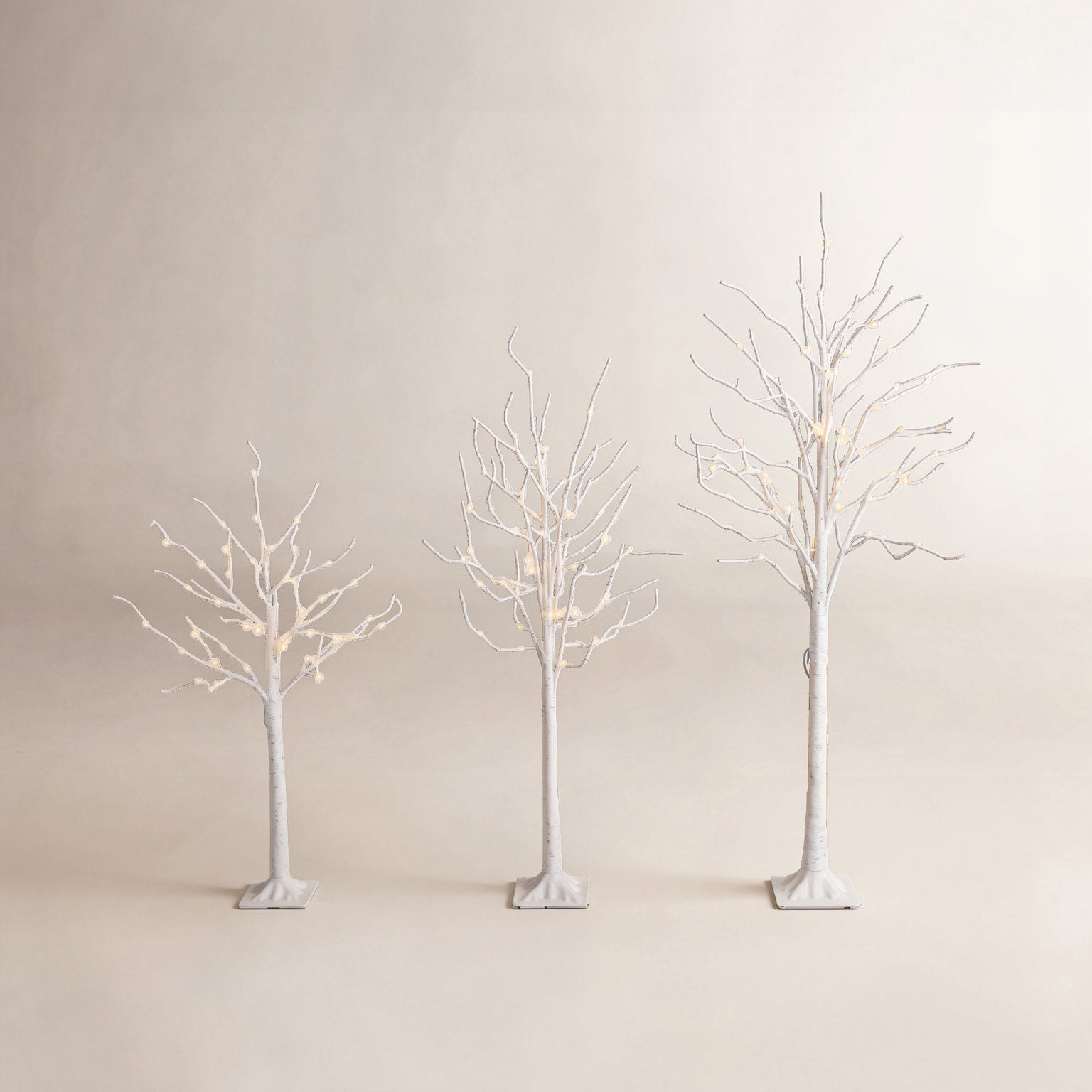 96" Pre-Lit Birch Tree with Base Included, 72" H x 22" W x 22" D, White
