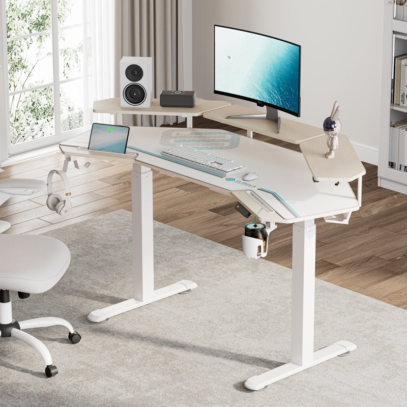 63"Modern Wing-Shaped Standing Desk, White