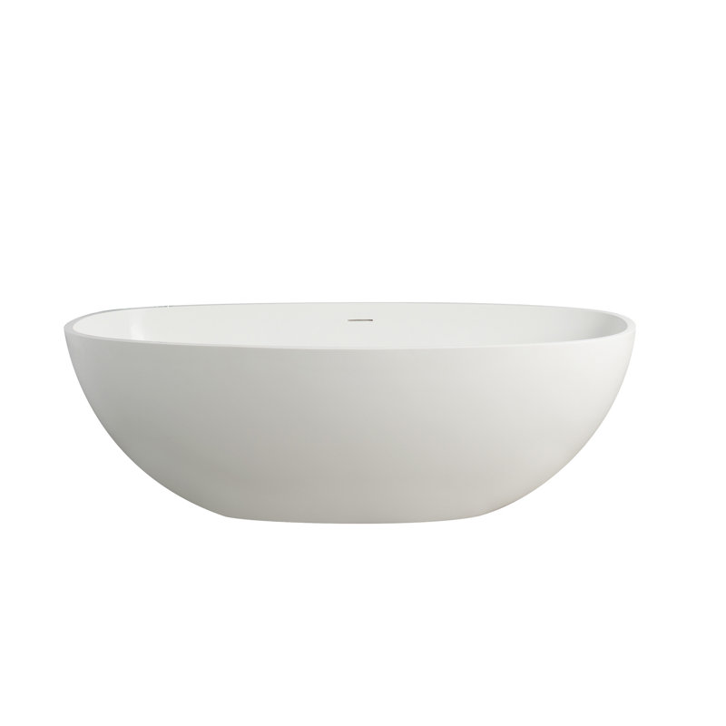 65.2 Inch Freestanding Solid Surface Soaking Bathtub For Bathroom