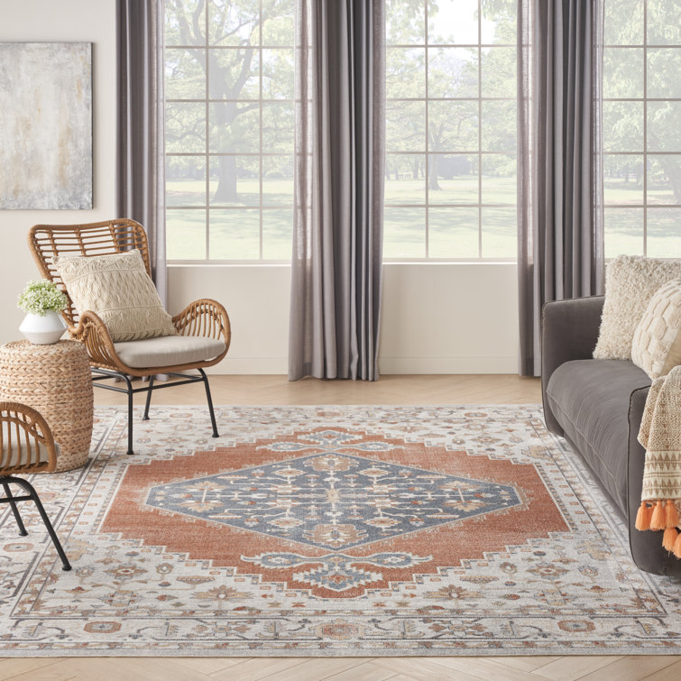 Stylish Abstract Rug Orange Industrial Rug Polyester Washable Anti-Slip  Backing Area Rug for Living Room