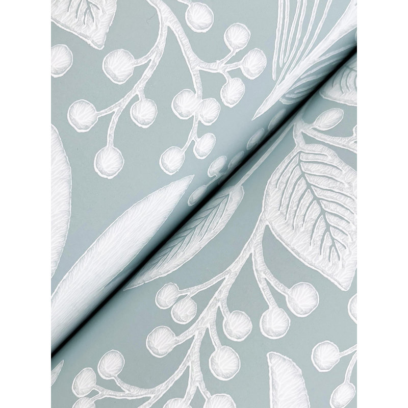 Papier peint ananas damassé, Bleu clair