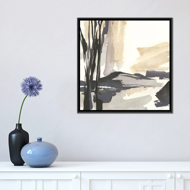 « placid iv », impression sur toile, H 18 po x l 18 po x P 1,5 po, Toile avec cadre noir, Pas de tapis