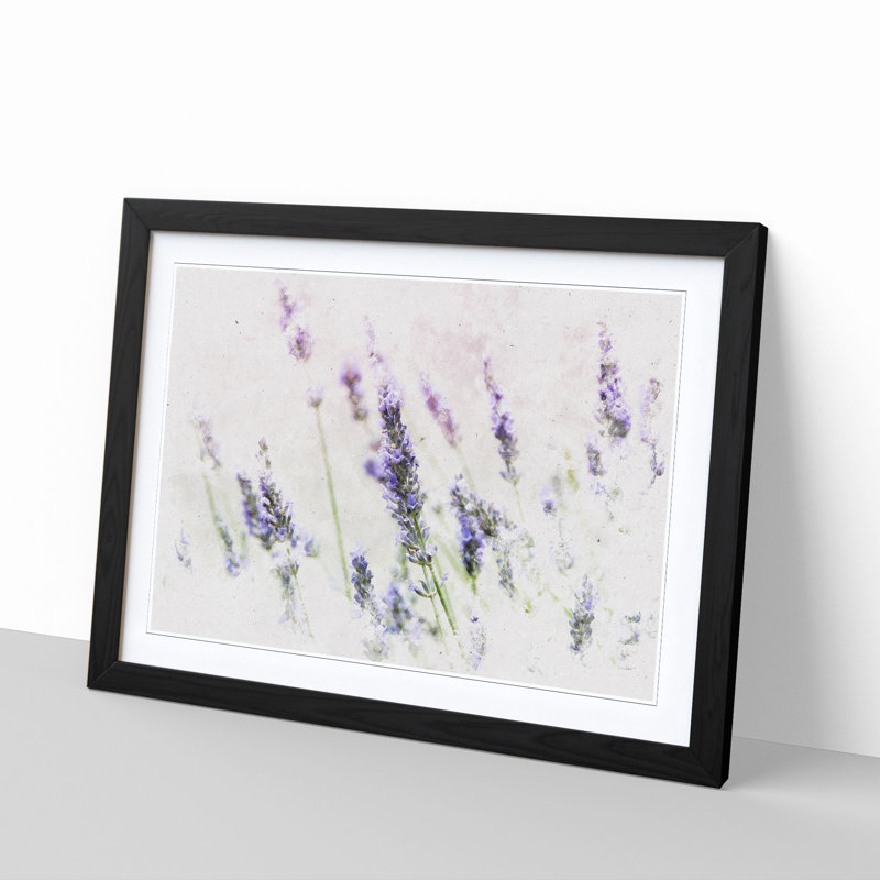 A Field Of Lavender Watercolour Framed Print, Black Framed, 40cm H x 60cm W x 2cm D