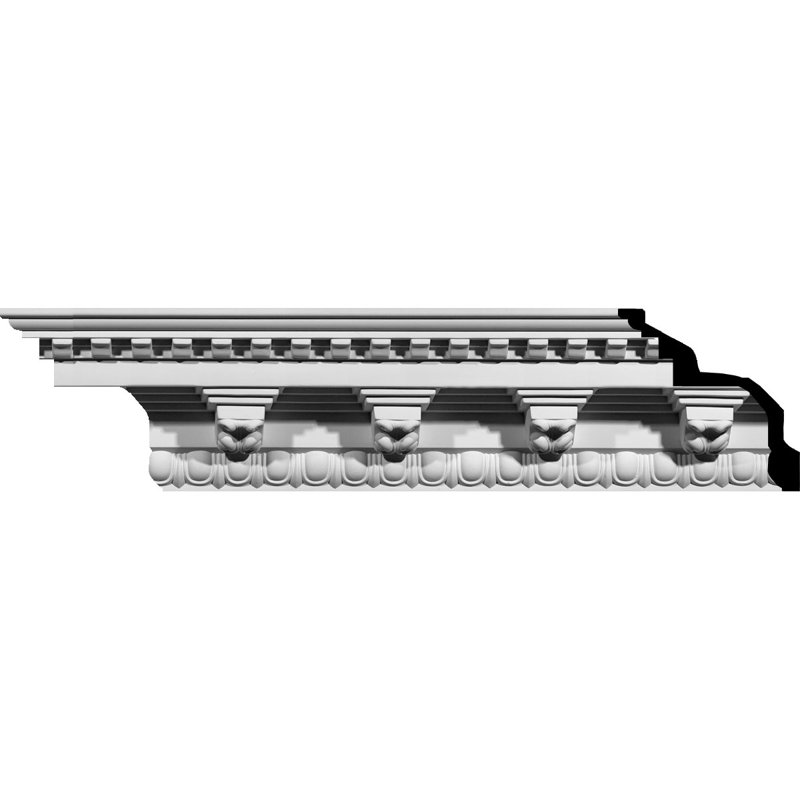 94.5" White Polyurethane Rosetta Crown Moulding