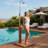 Freestanding Solid Wood Outdoor Shower