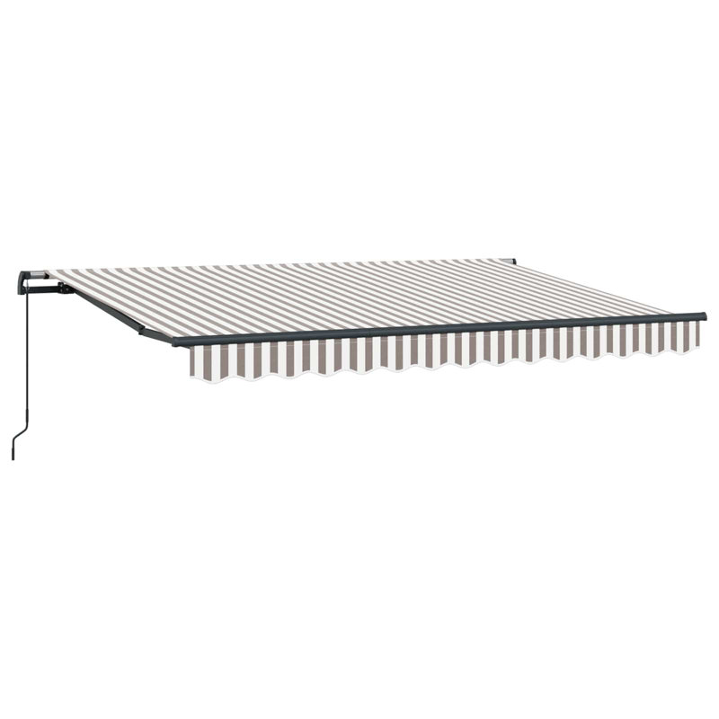 VidaXL Polyester Cover Retractable Patio Awning, Light Grey, Striped, Does Not Applycm H x 400cm W x 350cm D
