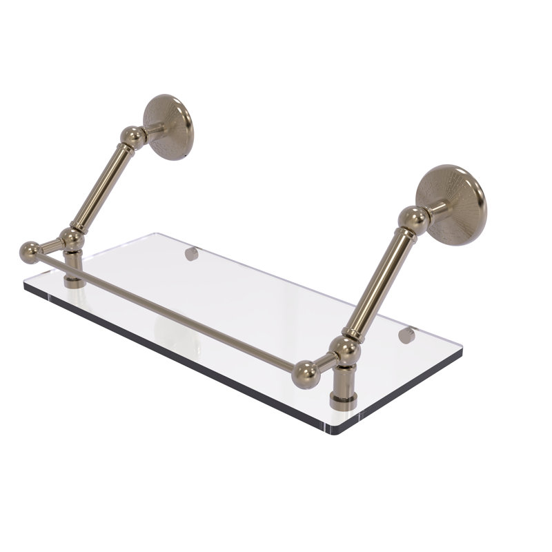 Tablette flottante avec barre de galerie Marchmont, Étain antique, H 8 po x l 18 po x P 8,6 po