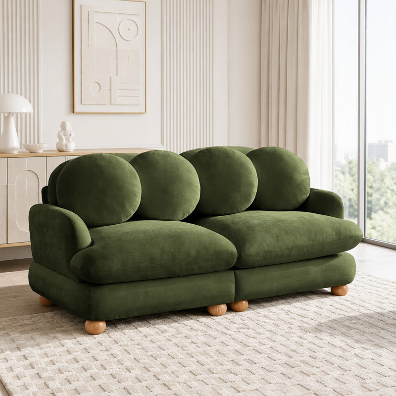 Canapé modulaire modulaire avec revêtement en chenille, Chenille verte