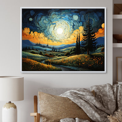 «Vangogh The Swaying Cypress III», encadrée sur toile par Vincent Van Gogh, peinture