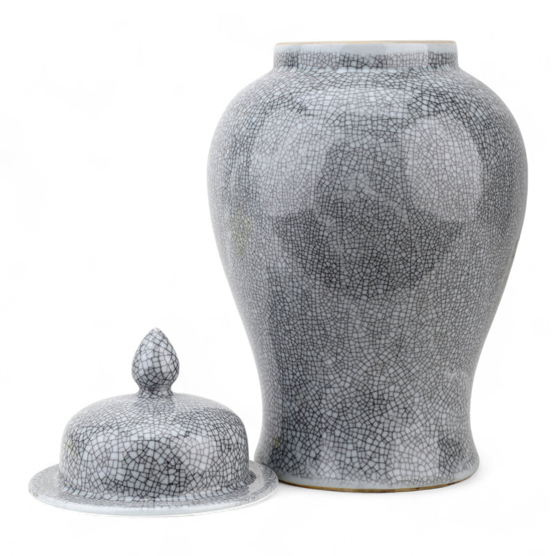 Pot à couvercle gris craquelé