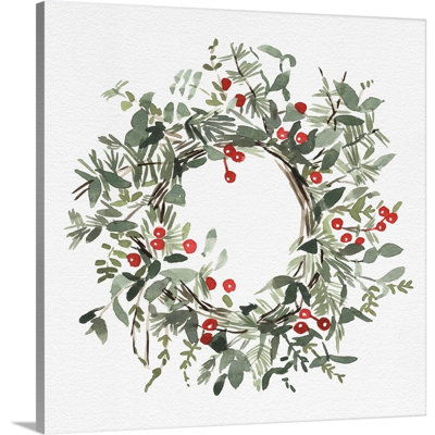 «Holly Farmhouse Wreath I» par Emma Caroline - reproduction d'art sur toile