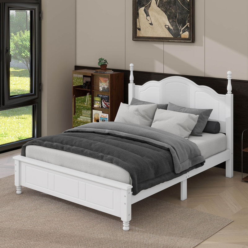 Full Size Wood Platform Bed, White