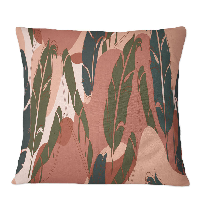 Coussin Banana Leaves On Terracotta, 18 po x 18 po