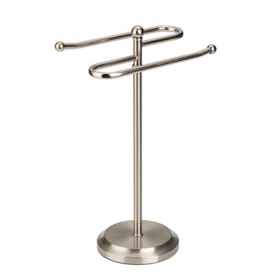Porte-serviettes en acier classique avec 2 anneaux de suspension pour comptoir de meuble-lavabo - Porte-serviettes à main compact