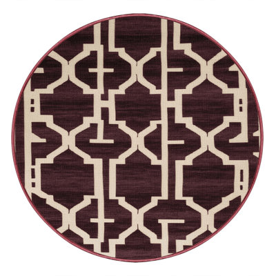 Machine Washable Trellis Brown Area Rug