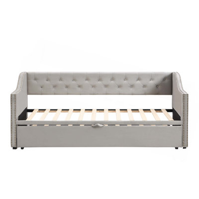 Twin Size Upholstered Daybed With Pop Up Trundle